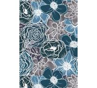 Midnight Floral Notebook: 100 Lined Pages | Elegant Hand Drawn Blue Flower Hardcover Journal
