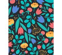 Midnight Garden Notebook: 110 Lined Pages. Soft Matte Cover with Colorful Floral Pattern. Dark Aesthetic Writing Journal.