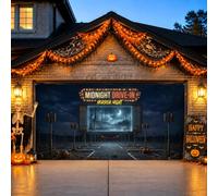 Midnight Horror Movie Drive-in Theme Theater - Cubierta para puerta de | Tema cinematográfico, pancarta para puerta de garaje, noche de cine de terror, exhibición de temporada al aire libre