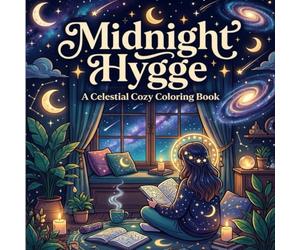 Midnight Hygge: A Celestial Cozy Coloring Book: Bold and Easy Nighttime Scenes with Moonlit Reading Corners, Glowing Hearths, and Whimsical Stars for Relaxation