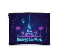 Midnight in Paris - Bolsa de maquillaje para mujer, diseño de torre de París, organizador portátil con cremallera, bolsa de aseo para el cuidado de la piel de fiesta, Violeta, 7x9 Inch, París