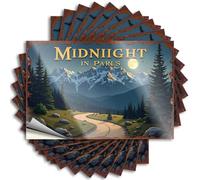 Midnight in Parll's: A Serene Mountain Journey Under The Full Moo Men Stuff Punk - Calcomanía impermeable para parachoques (6 x 9 cm)