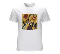 Midnight Oil Earth and Sun and Moon Rock Band Australian Men's T-Shirt Unisex White Cotton Print tee Shirts S