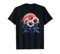 Midnight Poppy Moon Anémona Floral Noche Bloom Camiseta