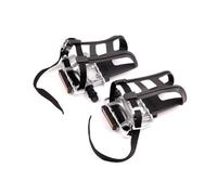 MIDOKSTUA Pedales de bicicleta de aleación de aluminio con clip para los dedos y correa para bicicletas de ejercicio y al aire libre, pedales fáciles de usar con clip para los dedos y correa