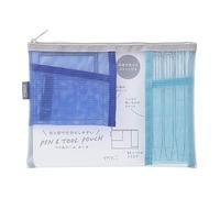 Midori Bolsa de Malla, Estuche para bolígrafos, Bolsa de Herramientas, Azul (pálido), Compacto