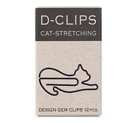 Midori Clip de papel, D-Clips Mini Box, 12 piezas, color Gato de estiramiento