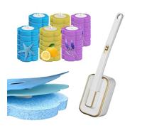 Midslinee Escobilla de baño desechable, cepillo de baño mejorado montado en la pared con detergente, cepillo de inodoro con 36 piezas de limpiador de recambios para limpieza de baño