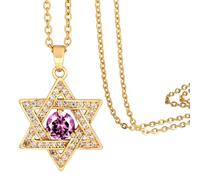 MidSmile Collar con estrella de David: delicado colgante con piedra natal pequeña | Collar con estrella judía de seis puntas, joyería diminuta de oro de 14 quilates para mujer
