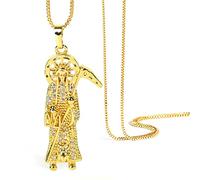 MidSmile Collar de Santa Muerte: colgante de Papá Noel Muerte chapado en oro de 18 quilates para mujer, regalo para el día de la madre, Chapado en oro Zinc Oro, Circón