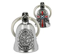 MidSmile Cruz Angel Wings Biker Bell | Llavero Moto Guardian Bell, Accesorios Moto Gremlin Bell Regalos Para Hombres y Mujeres, San Cristóbal, Plateado, S