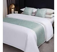 MiDuoHU Camino de Cama - Bufandas Suave y Resistente Estilo Hotel Lujo, con Tejido Jacquard Alta precisión(Green,50x240cm (for 1.8m Bed))
