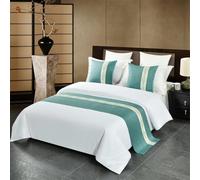 MiDuoHU Camino de Cama Lujo Colcha Fundas Almohada y Mantas imitación Lino Ropa pañuelo Decorativo para hoteles dormitorios(Green,50x180cm (for 1.2m Bed))