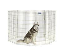 MidWest Homes for Pets - 548-48 Parque de ejercicio y juego para perros y mascotas, metálico, plegable, con puerta, estacas de anclaje, ofrece 1,5 m de espacio de juego, 122 cm de altura, zinc dorado