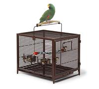 MidWest Homes for Pets Avian Adventures Poquito Avian Hotel - Jaula de viaje para aves, 48 x 39,5 x 60 cm, con soporte y 2 comederos en acero inoxidable, 1705001202, rubí