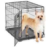 MidWest Homes for Pets iCrate - Jaula plegable de una sola puerta para perros pequeños, con panel divisor, bandeja a prueba de fugas y cierres seguros, de alambre de metal, portátil y fácil de montar