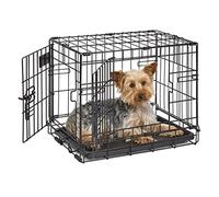 MidWest Homes for Pets iCrate modelo 1518DD Jaula para perros recién óptimizada, con doble puerta, bandeja a prueba de fugas, patas protectoras longitud de 45,72 cm, color negro