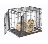 MidWest Homes for Pets iCrate modelo 1524 Jaula para perros recién óptimizada, con doble puerta, bandeja a prueba de fugas, patas protectoras longitud de 60,96 cm, color negro