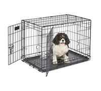 MidWest Homes for Pets iCrate modelo 1530 Jaula para perros recién óptimizada, con doble puerta, bandeja a prueba de fugas, patas protectoras longitud de 76,2 cm, color negro