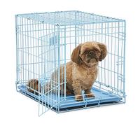 MidWest Homes for Pets - Jaula Blue Fashion iCrate plegable para perros de 61 cm plegable y de una sola puerta, seguridad mejorada, incluye bandeja a prueba de fugas, panel divisor, asa, patas de goma