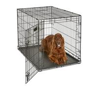 MidWest Homes for Pets iCrate modelo 1542DDU Jaula para perros recién óptimizada, con una sola puerta, bandeja a prueba de fugas, patas protectoras longitud de 106,68 cm, color negro