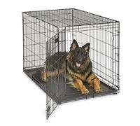 MidWest Homes for Pets - Jaula iCrate plegable de 122 cm para perros XL, una sola puerta, panel divisor, bandeja a prueba de fugas y cierres seguros, de alambre de metal, portátil y fácil de montar
