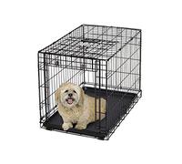 MidWest Homes for Pets Ovation modelo 1930 Jaula plegable metálica para perros, tamaño mediano y longitud de 76,2 cm, con una sola puerta, color negro, para perros medianos