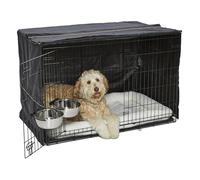 MidWest Homes for Pets - Kit de inicio iCrate de doble puerta, pack de jaula de 122 cm para perros extragrandes, incluye jaula, cama para mascotas, 2 cuencos y cubierta de privacidad
