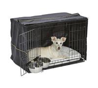 MidWest Homes for Pets iCrate modelo 1530DD-KIT Kit de jaula para perros recién óptimizada, de doble puerta, incluye jaula para perros, cama para mascotas, 2 cuencos, longitud de 76,2 cm, color negro