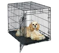 MidWest Homes for Pets Life Stages modelo 1630 Jaula plegable para perros recién óptimizada, tamaño mediano y longitud de 76,2 cm, con una sola puerta, metálica, color negro, para perros medianos