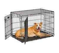 MidWest Homes for Pets Life Stages modelo 1636DDU Jaula plegable para perros recién óptimizada, tamaño mediano y longitud de 91,44 cm, con doble puerta, metálica, color negro, para perros medianos