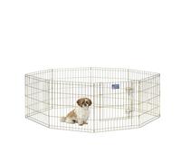 MidWest Homes for Pets - Parque de ejercicio y juego para perros y mascotas, metálico, plegable, con puerta, estacas de anclaje, ofrece 1,5 m de espacio para jugar, 61 cm de altura, zinc dorado