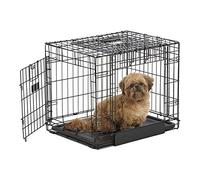 MidWest Homes for Pets Ovation - Jaula de metal plegable con doble puerta para perros, tamaño pequeño, 61 cm, puerta frontal y puerta lateral levadiza, diseño que ahorra espacio