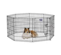 MidWest Homes for Pets - Parque de ejercicio y juego para perros y mascotas, metálico, plegable, con puerta, estacas de anclaje, ofrece 1,5 m de espacio para jugar, 76 cm de altura, E-coat negro