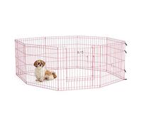 MidWest Homes for Pets modelo 524DRPK Corralito para mascotas, metálico, plegable y con puerta, 60,96 x 60,96 cm (ancho x alto), color rosa