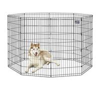 MidWest Homes for Pets - Parque de ejercicio y juego para perros y mascotas, metálico, plegable, sin puerta, estacas de anclaje, ofrece 1,5 m de espacio para jugar, 122 cm de altura, E-coat negro