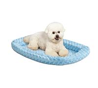 MidWest Homes for Pets QuietTime - Cama para mascotas con doble borde acolchado, colchón para jaulas de 59 cm, lavable a máquina, sujeción firme con correas elásticas, felpa azul, tamaño XS
