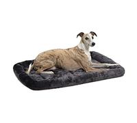 MidWest Homes for Pets QuietTime - Cama para perros con borde acolchado, piel sintética gris, ultrasuave y lavable a máquina, para jaulas y transportines de 91 cm, para razas medianas a grandes