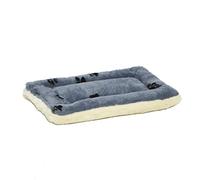 MidWest Homes for Pets QuietTime - Cama reversible para mascotas, estampado de patas, XXS, piel sintética suave y forro polar, 46 cm, para perros y gatos pequeños, lavable a máquina, azul y crema