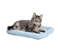 MidWest Homes for Pets QuietTime Fashion - Cama para perros, borde acolchado, XXS, piel sintética azul, ultrasuave, lavable a máquina, para jaulas y transportines de 46 cm, perros y gatos pequeños