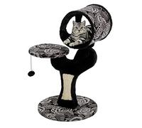 MidWest Homes for Pets Salvador - Juguete para gatos con rascador incorporado en sisal y espacio abierto para descanso, tamaño pequeño, modelo 138S-BK, estampado blanco y negro