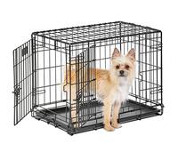 MidWest Homes for Pets Life Stages modelo 1624DD Jaula plegable para perros recién óptimizada, tamaño pequeño y longitud de 60,96 cm, con doble puerta, metálica, color negro, para perros pequeños