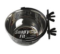 MidWest Homes for Pets Snap'y Fit - Cuenco de acero inoxidable para alimentos o agua, capacidad de 295 ml, montaje en jaulas de alambre, antivuelco, resistente al óxido, para perros y gatos pequeños