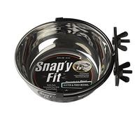 MidWest Homes for Pets Snap'y Fit - Cuenco de acero inoxidable para alimentos o agua, capacidad de 591 ml, montaje en jaulas de alambre, antivuelco, resistente al óxido, para perros y gatos pequeños