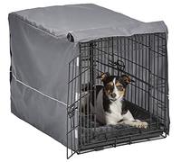 New World modelo B30DD-KIT Kit de jaula para perros con doble puerta, con jaula de 76,2 cm de 2 puertas, cama gris a juego y funda gris para la jaula, adecuado para perros de razas medianas