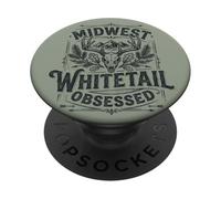 Midwest Whitetail Deer Skull Buck Hunting PopSockets PopGrip Adhesivo