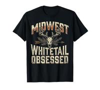Midwest Whitetail Deer Skull Buck Hunting Vintage Camiseta