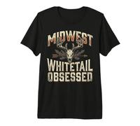 Midwest Whitetail Deer Skull Buck Hunting Vintage Camiseta Premium