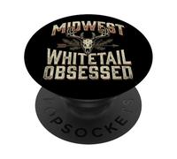 Midwest Whitetail Deer Skull Buck Hunting Vintage PopSockets PopGrip Adhesivo