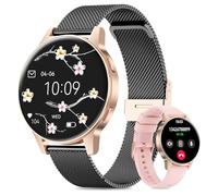 Miecgth 2025 Reloj Inteligente Mujer, 1.27" TFT Pantalla Táctil Smartwatch con Llamadas Bluetooth Pulsometro Ciclo Menstrual IP68 Fitness Tracker Monitor de Sueño para iOS & Android (Oro Negro)